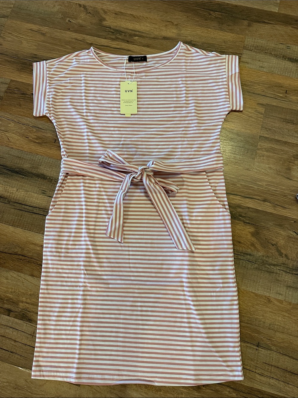 UVN Striped Pink and White Dress - Size M